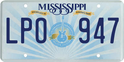 MS license plate LPO947