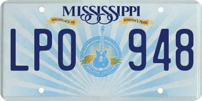 MS license plate LPO948