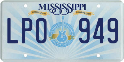 MS license plate LPO949