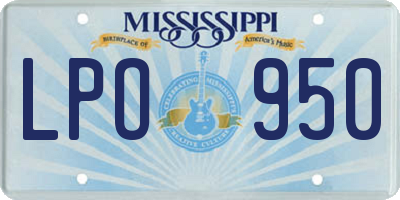 MS license plate LPO950