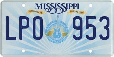 MS license plate LPO953