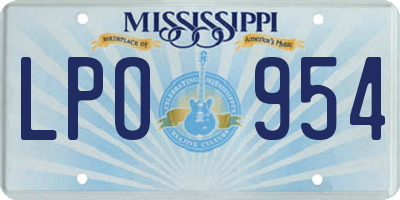MS license plate LPO954