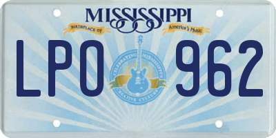 MS license plate LPO962