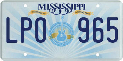 MS license plate LPO965