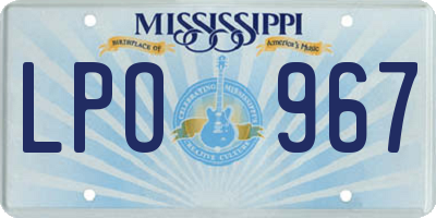MS license plate LPO967