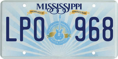 MS license plate LPO968