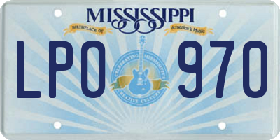 MS license plate LPO970