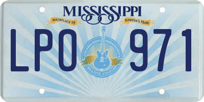 MS license plate LPO971