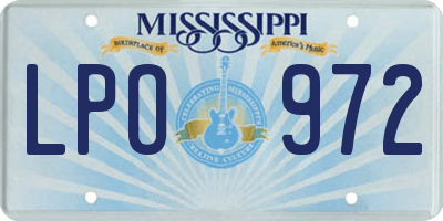 MS license plate LPO972