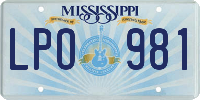 MS license plate LPO981