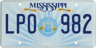 MS license plate LPO982