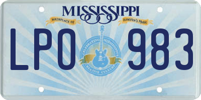 MS license plate LPO983