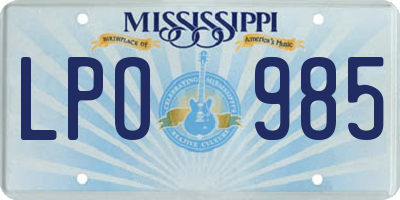 MS license plate LPO985