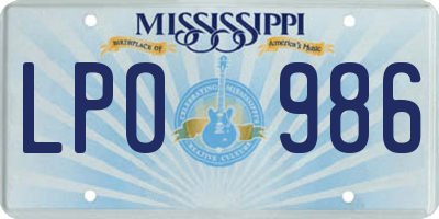 MS license plate LPO986