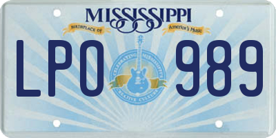 MS license plate LPO989