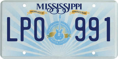 MS license plate LPO991