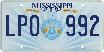 MS license plate LPO992