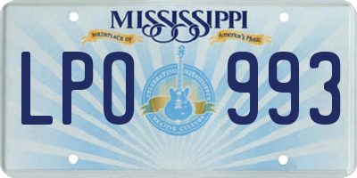 MS license plate LPO993
