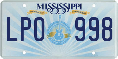 MS license plate LPO998