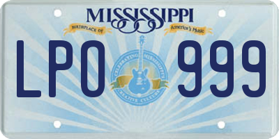 MS license plate LPO999