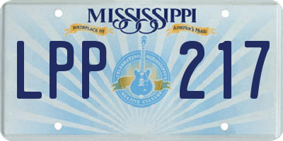 MS license plate LPP217