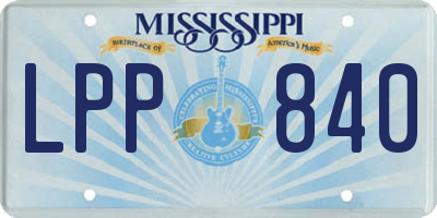 MS license plate LPP840