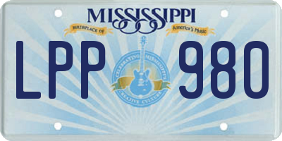 MS license plate LPP980