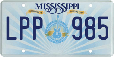 MS license plate LPP985