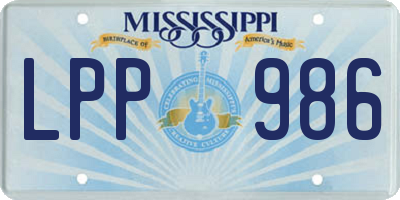 MS license plate LPP986