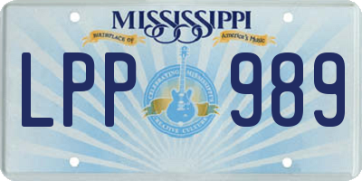 MS license plate LPP989