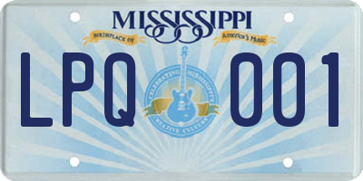 MS license plate LPQ001