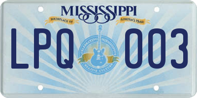 MS license plate LPQ003