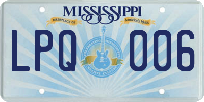 MS license plate LPQ006
