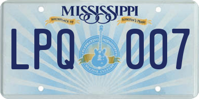 MS license plate LPQ007