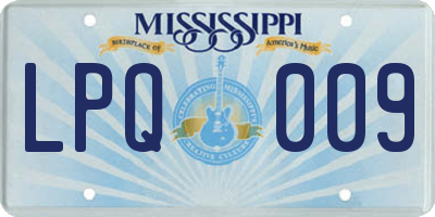 MS license plate LPQ009
