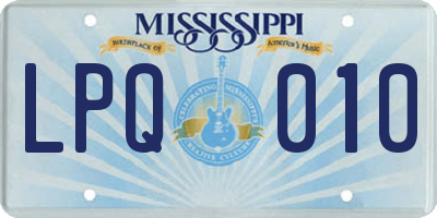 MS license plate LPQ010