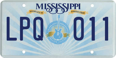 MS license plate LPQ011