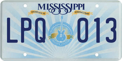 MS license plate LPQ013