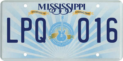 MS license plate LPQ016