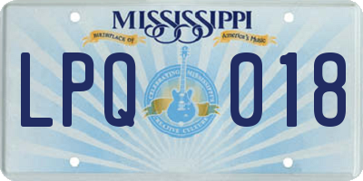 MS license plate LPQ018
