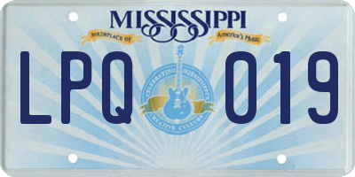 MS license plate LPQ019