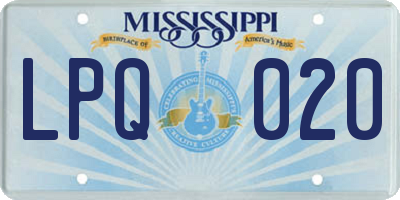 MS license plate LPQ020