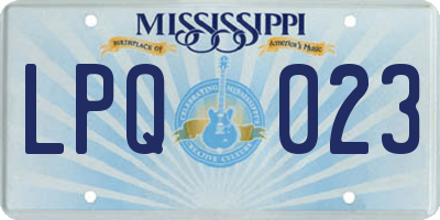 MS license plate LPQ023