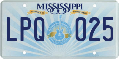 MS license plate LPQ025