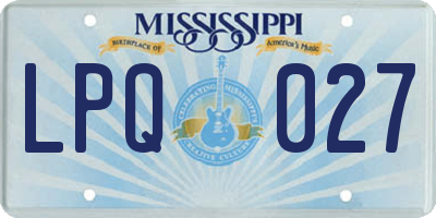 MS license plate LPQ027
