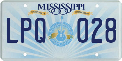 MS license plate LPQ028