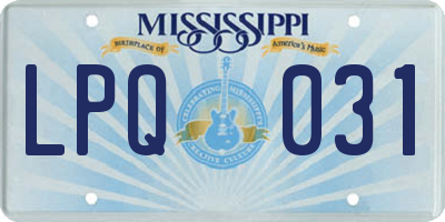MS license plate LPQ031