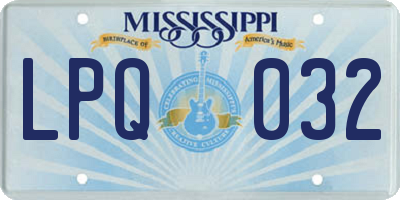 MS license plate LPQ032