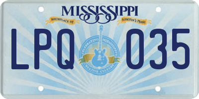 MS license plate LPQ035