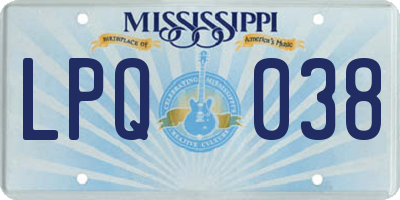 MS license plate LPQ038